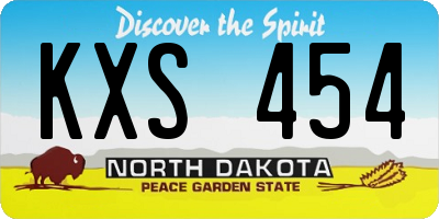 ND license plate KXS454