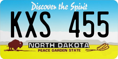 ND license plate KXS455