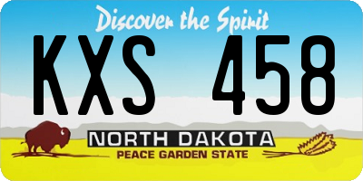 ND license plate KXS458