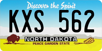ND license plate KXS562