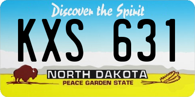ND license plate KXS631