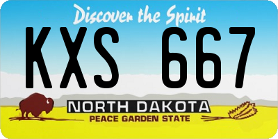 ND license plate KXS667