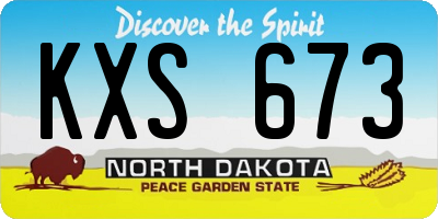 ND license plate KXS673