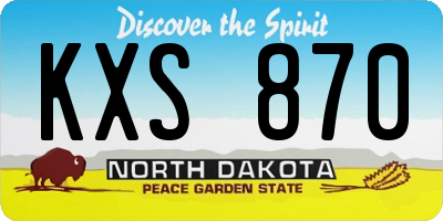 ND license plate KXS870