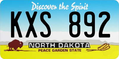 ND license plate KXS892