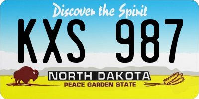 ND license plate KXS987