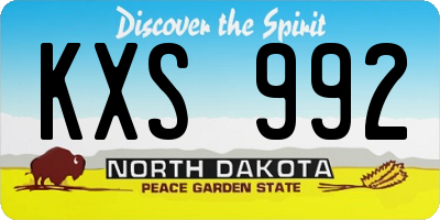 ND license plate KXS992