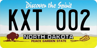 ND license plate KXT002