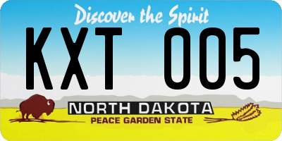 ND license plate KXT005