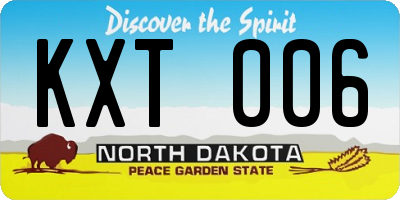 ND license plate KXT006