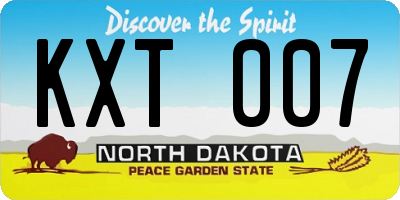 ND license plate KXT007