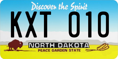 ND license plate KXT010