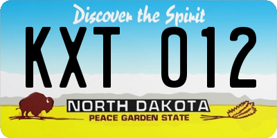 ND license plate KXT012