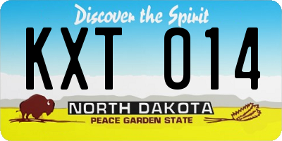 ND license plate KXT014