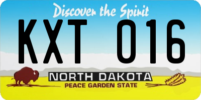 ND license plate KXT016