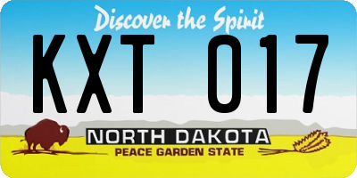 ND license plate KXT017