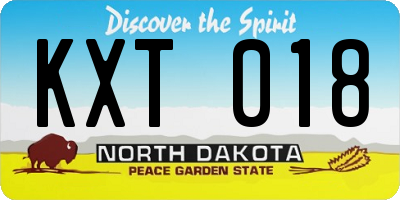 ND license plate KXT018