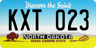 ND license plate KXT023