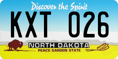 ND license plate KXT026
