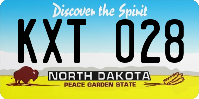 ND license plate KXT028