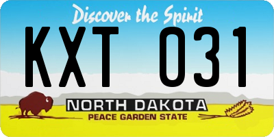 ND license plate KXT031