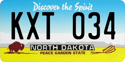 ND license plate KXT034