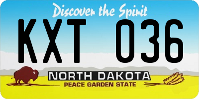 ND license plate KXT036