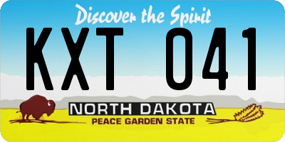 ND license plate KXT041