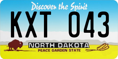ND license plate KXT043