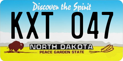 ND license plate KXT047