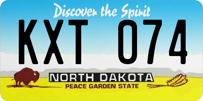 ND license plate KXT074