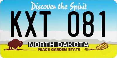 ND license plate KXT081