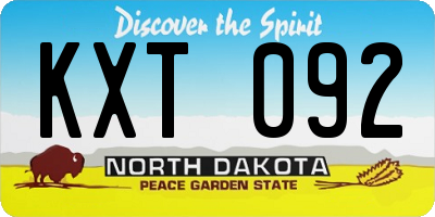 ND license plate KXT092