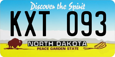 ND license plate KXT093