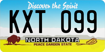 ND license plate KXT099