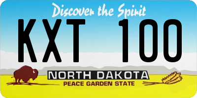 ND license plate KXT100