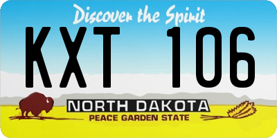 ND license plate KXT106