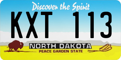 ND license plate KXT113