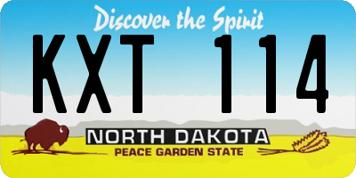 ND license plate KXT114