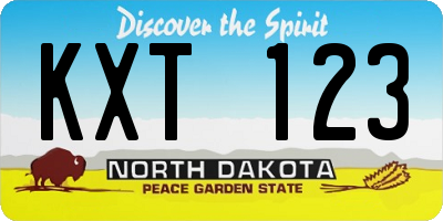 ND license plate KXT123