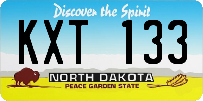 ND license plate KXT133