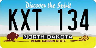 ND license plate KXT134