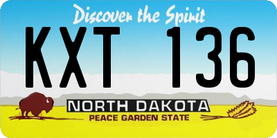 ND license plate KXT136