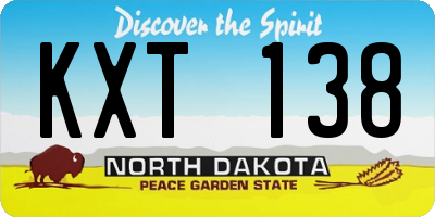 ND license plate KXT138