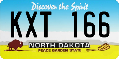ND license plate KXT166