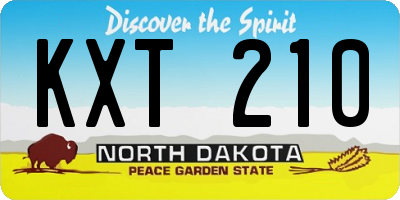 ND license plate KXT210