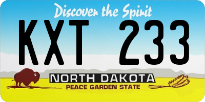 ND license plate KXT233