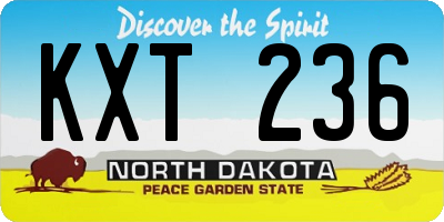 ND license plate KXT236