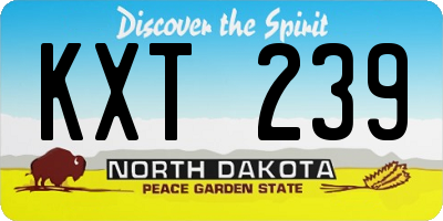 ND license plate KXT239