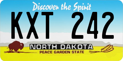ND license plate KXT242